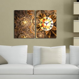 Wallity Conjunto de 2 Relojes de Pared de Lienzo Decorativo Multicolor